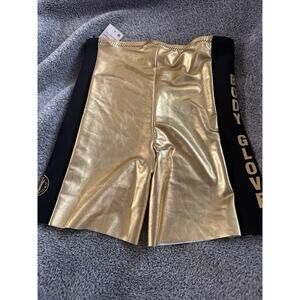 Good American Body Glove Colab Bike Shorts Gold And Black Size Small